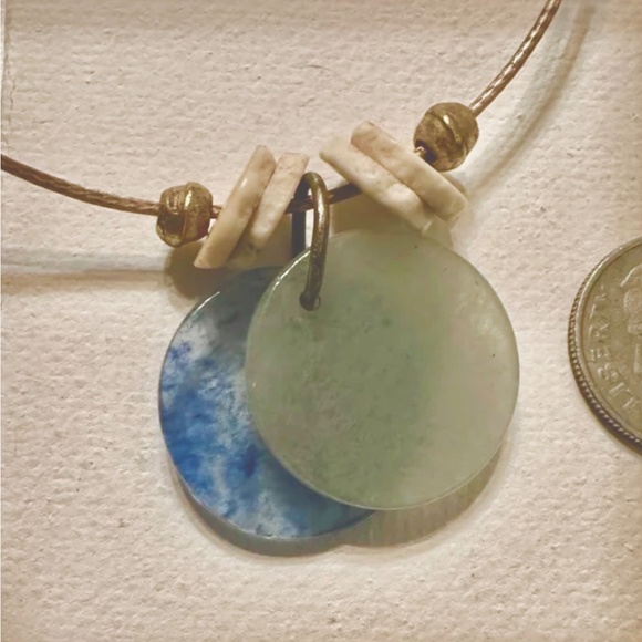 Hand Crafted Jewelry - ARTISAN Amazonite & Sodalite Discs Ostrich Eggshell Heishi Reversible Necklace